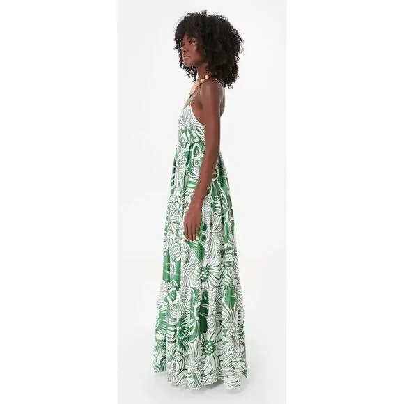 Borgo De Nor Calypso Green Merle Cotton Sleeveless Maxi Dress Gown Tuckernuck - Picture 3 of 13